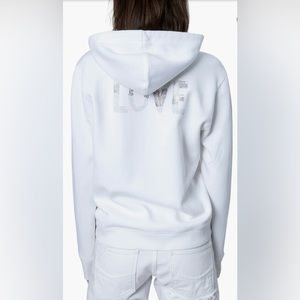 Zadig & Voltaire Love Embellished Cotton Zip White Hoodie Xs *NEWw/Tags*